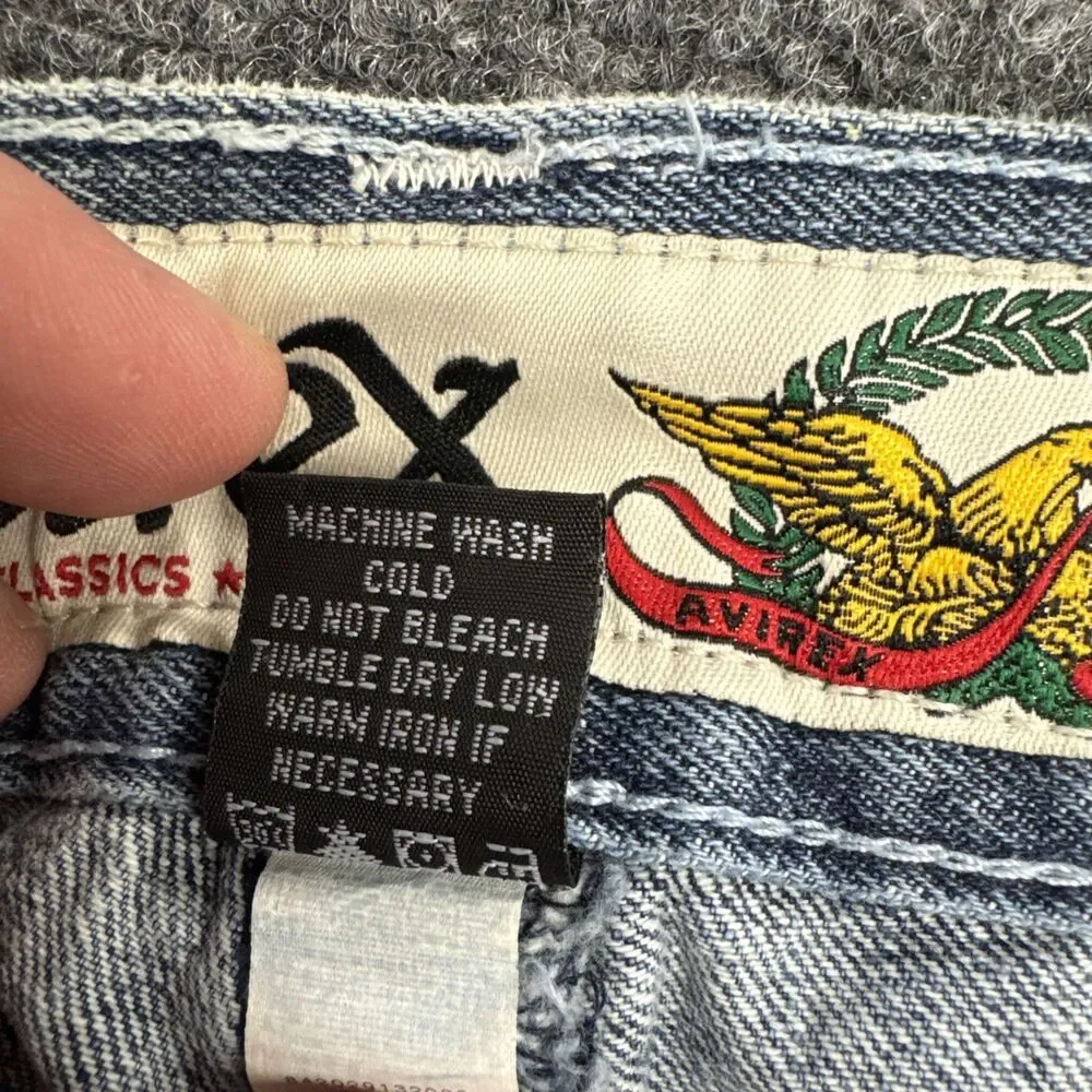 Avirex Classics Jeans Mens 36x30 Baggy Wide Leg Light Wash Y2K Hip Hop Vintage